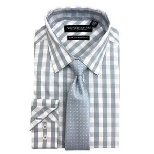 Nick Graham Men's Modern Fit Dress Shirt and Tie Set Size‎ XL